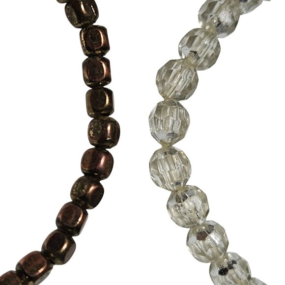 Retro 80s Fashion Four Assorted Beaded Stretch Bracelets Pink Gold Copper Clear - Picture 3 of 5